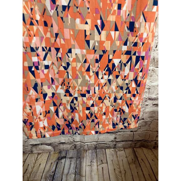 Jean Pierre Klifa Dress Womens Medium Peach Geometric‎ Shift Liquid Knit Stretch - Picture 6 of 12